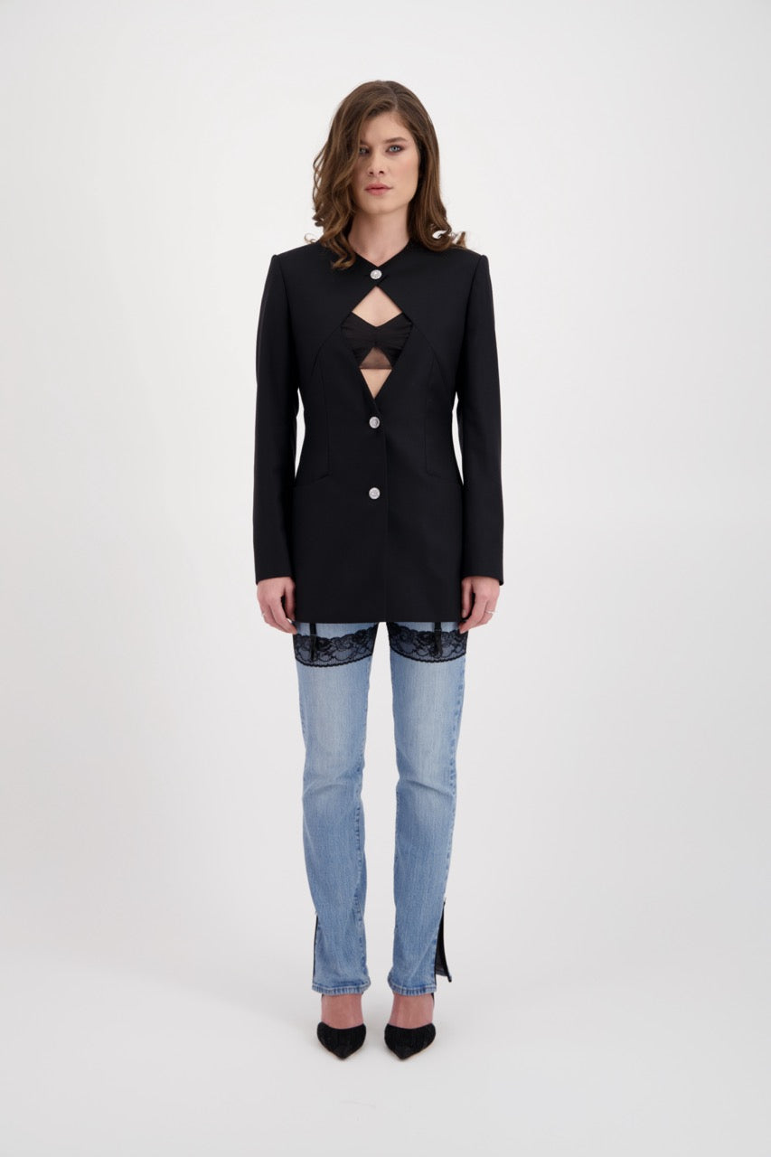 Veste noir Janis et jeans Sadeone Couture