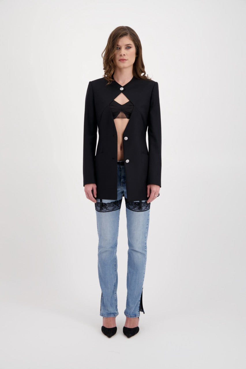 Veste noir Janis et jeans Sadeone Couture