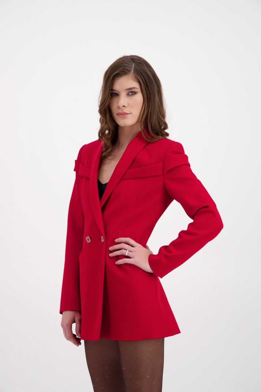 Veste de tailleur SADEONE Couture rouge made in Paris 