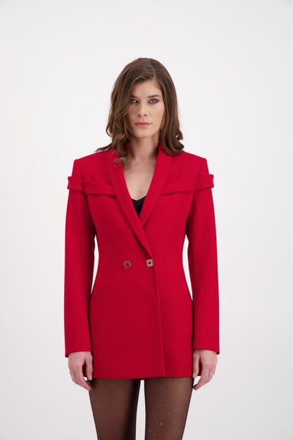 Veste de tailleur SADEONE Couture rouge made in Paris 